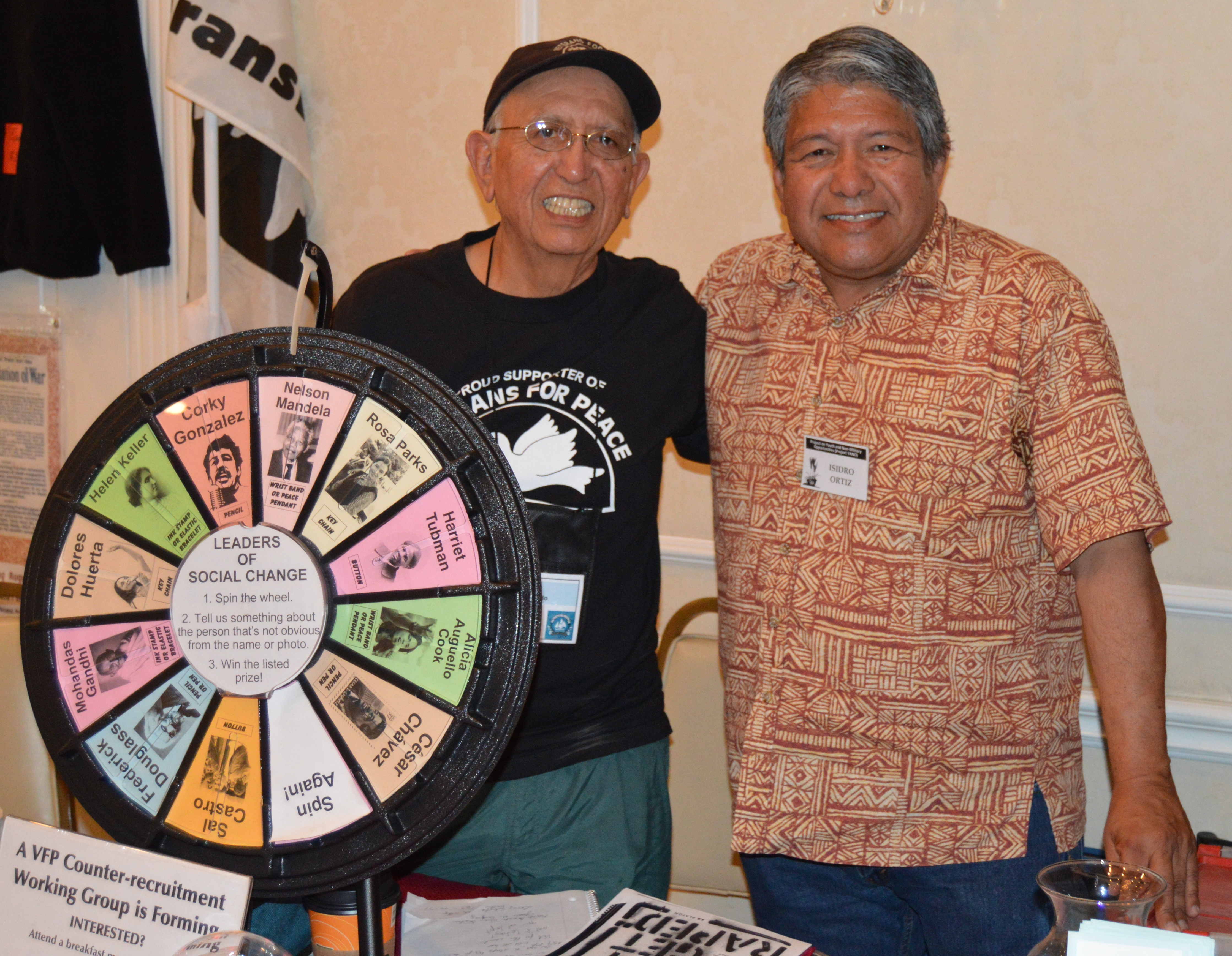  Gilberto (left) with Isidro Ortiz at the Veterans For Peace convention, San Diego, CA, August 8, 2015. Photo: Project YANO.